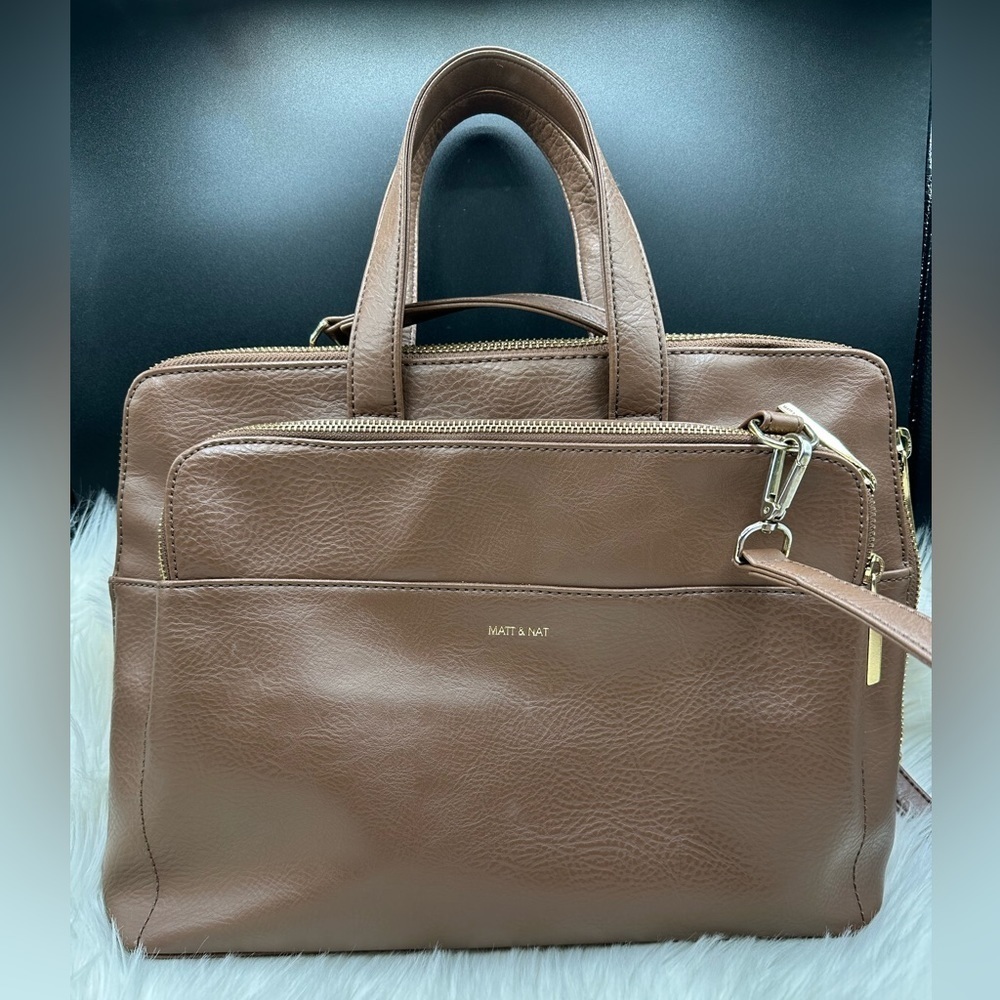 Matt & Nat Brown Dwell Satchel Crossbody Laptop Bag